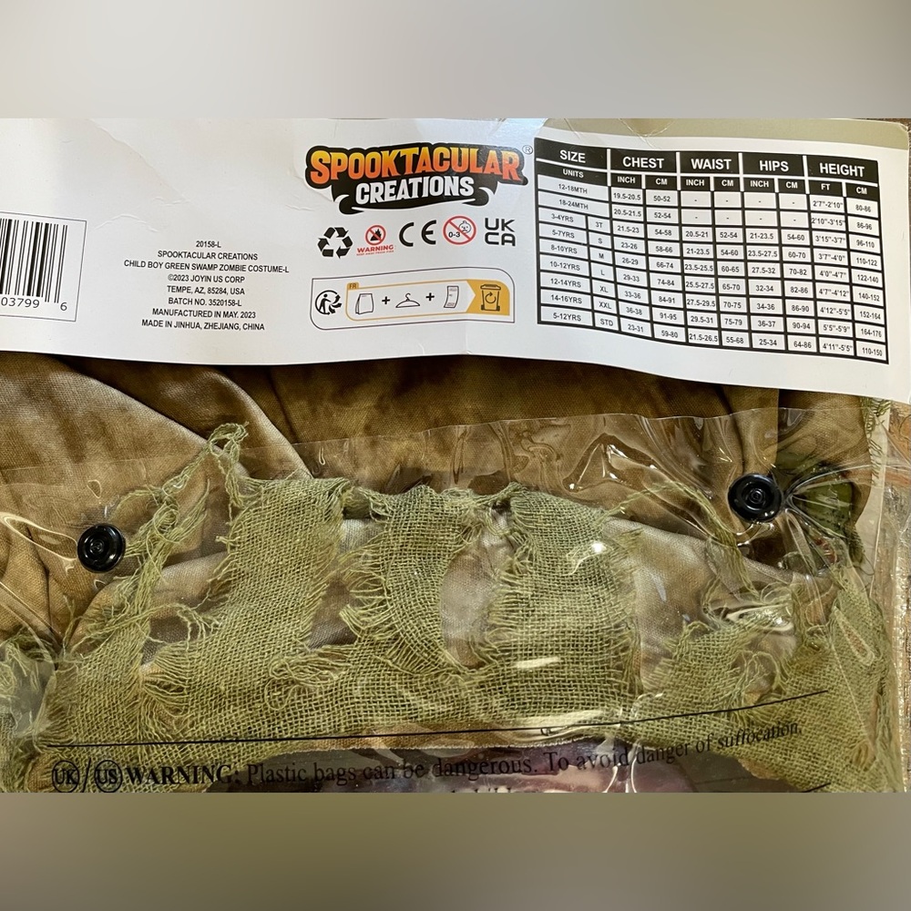 Spooktacular Creations Kids Zombie Costume - Green and Brown - Picture 2 of 7